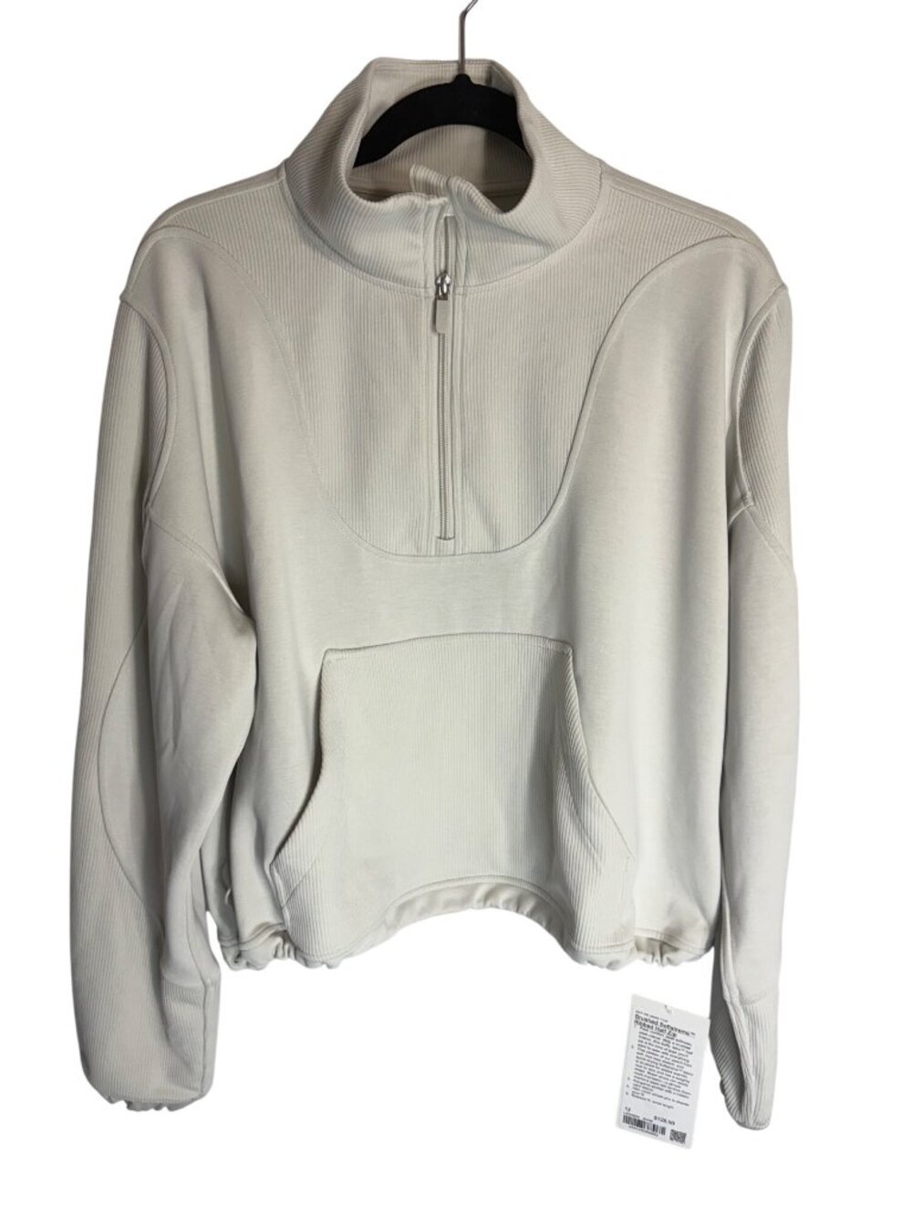 NWT Lululemon Brushed Softstreme Ribbed Half Zip Bone-sz 12